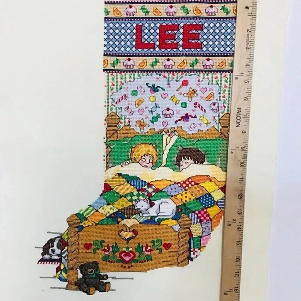 Christmas Stocking Embroidered Vintage
